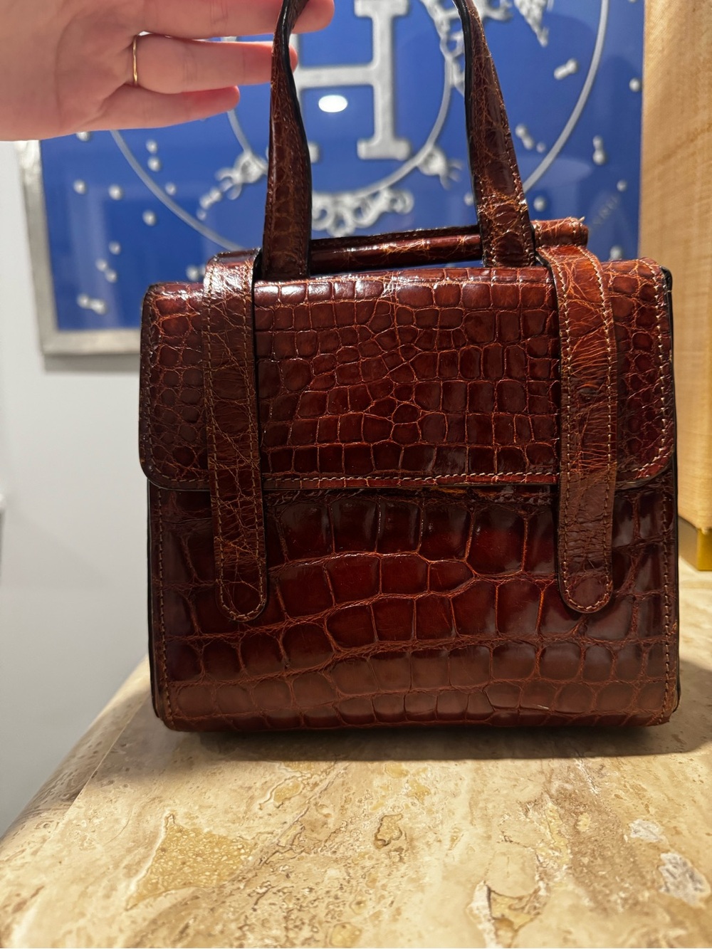 Giorgio’s Palm Beach - Authentic Alligator Top-Handle Bag in Cognac